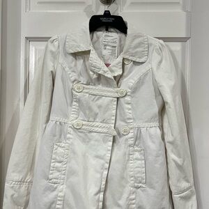Aeropostale Women's Double-Breasted White Trench Coat